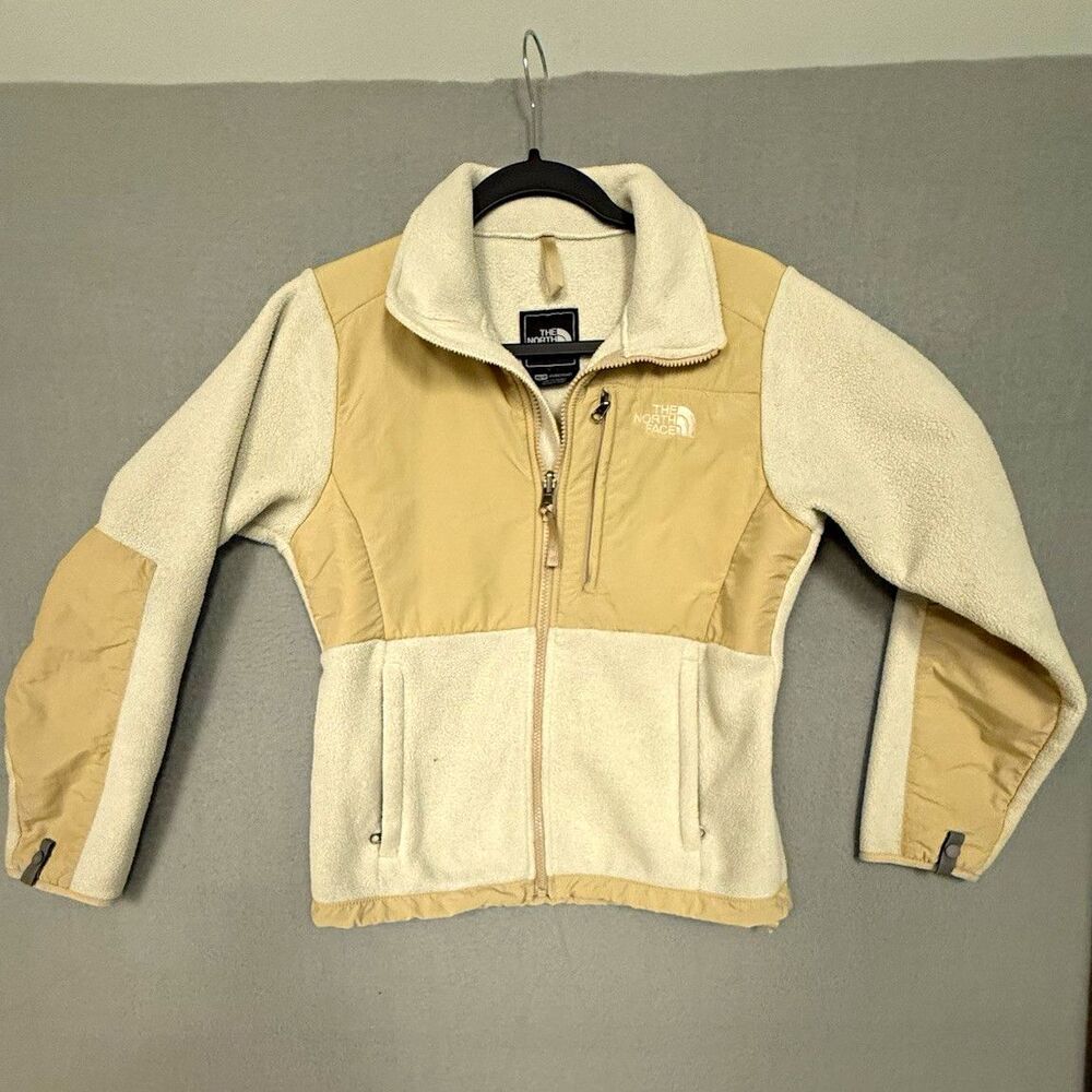The North Face Denali Womens XS Beige Ivory Full Zip Jacket Logo Pockets